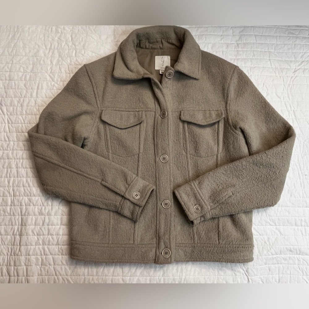 Joie tan fleece shirt jacket shacket